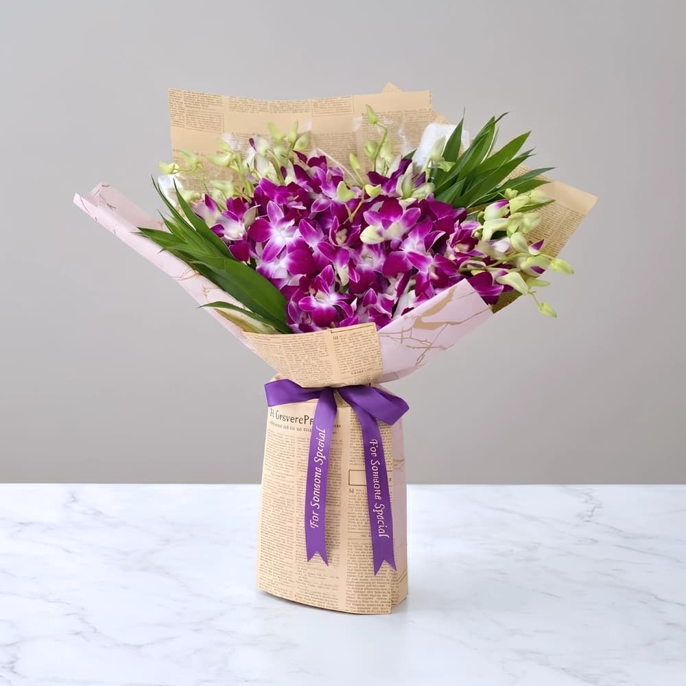 Premium Purple Orchid Stems Bouquet