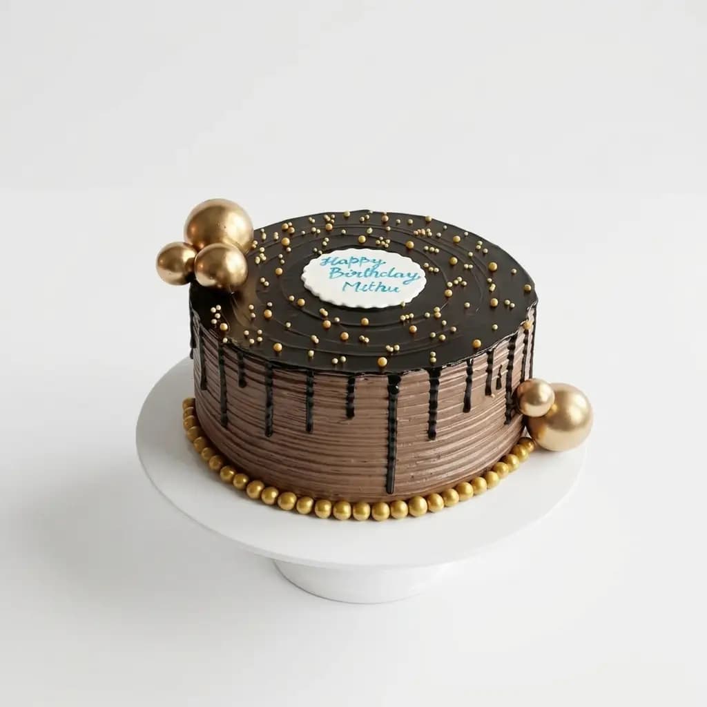 Chocolate Cake with Gold Pearls