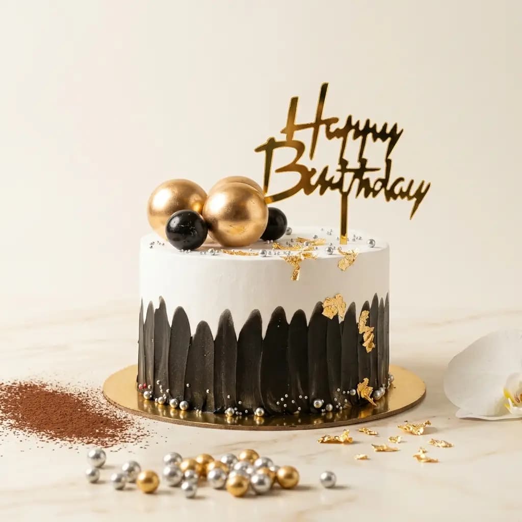 Black Gold Celebration Cake