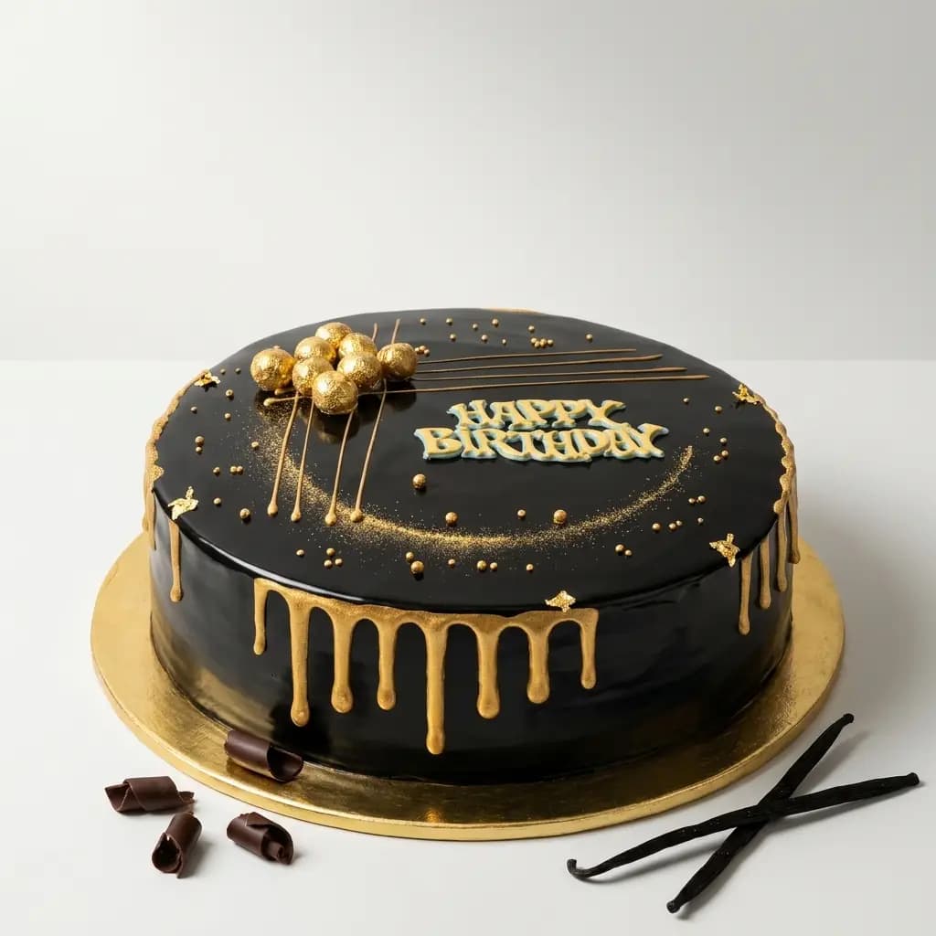 Luxury Black Gold Chocolate Cake