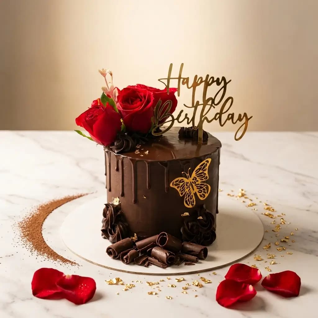 Chocolate Rose Birthday Cake