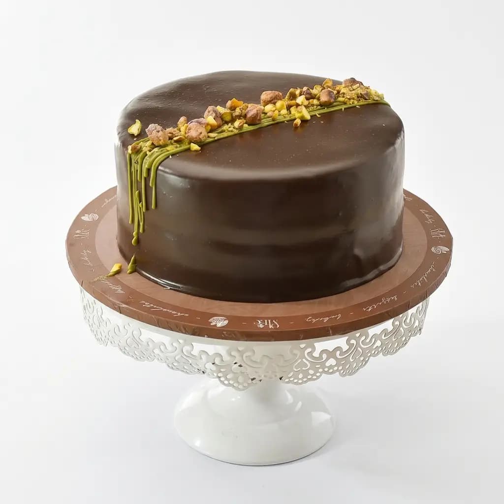 Chocolate Pistachio Kunafa Cake