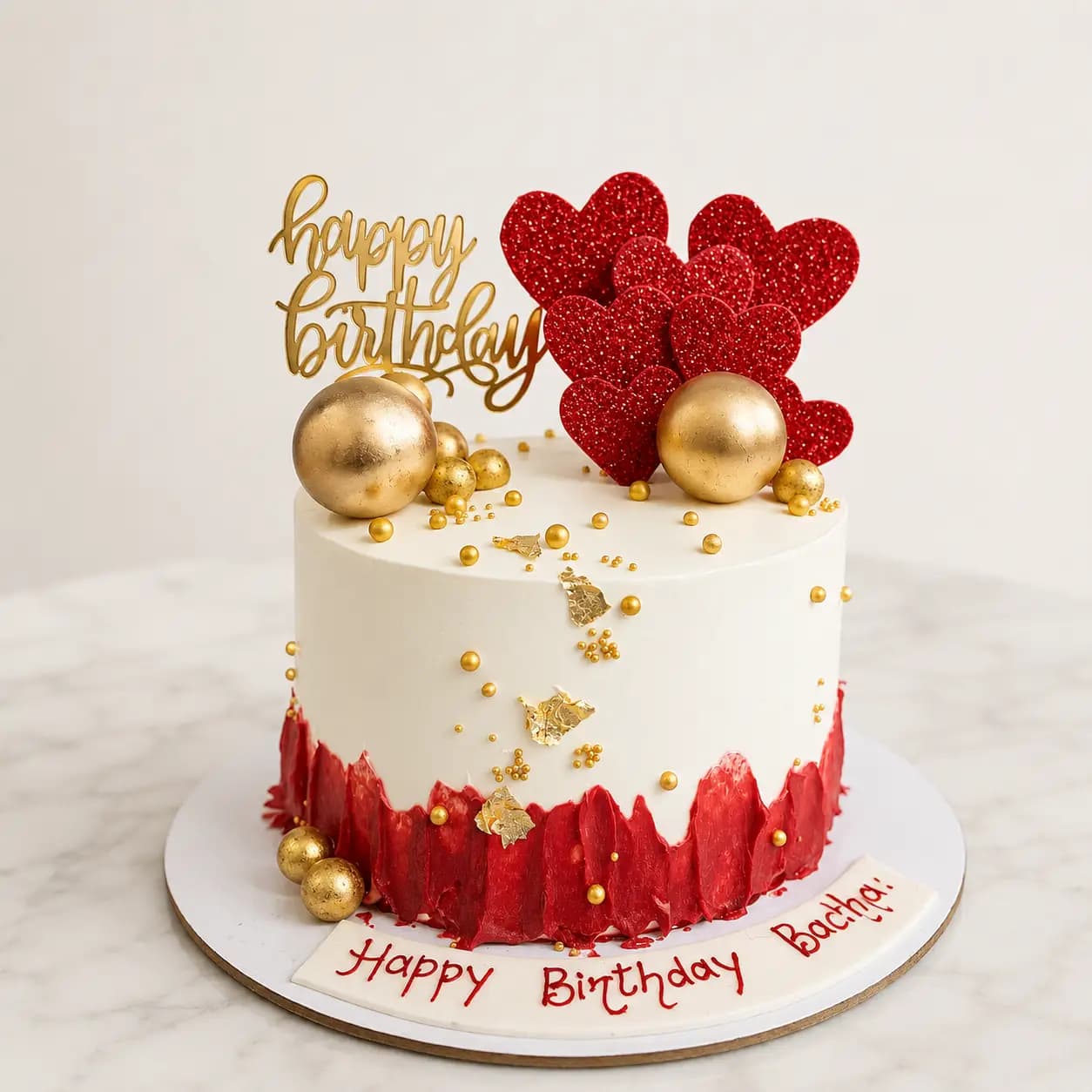Premium Red Heart Birthday Cake