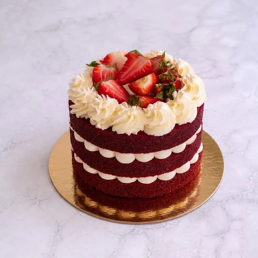 Red Velvet Cake with Strawberries