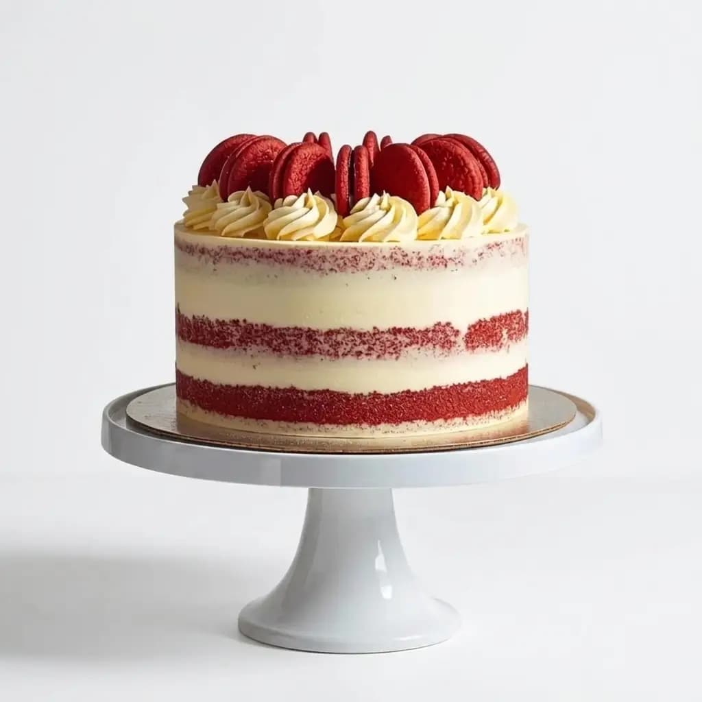 Red Velvet Macaron Cake