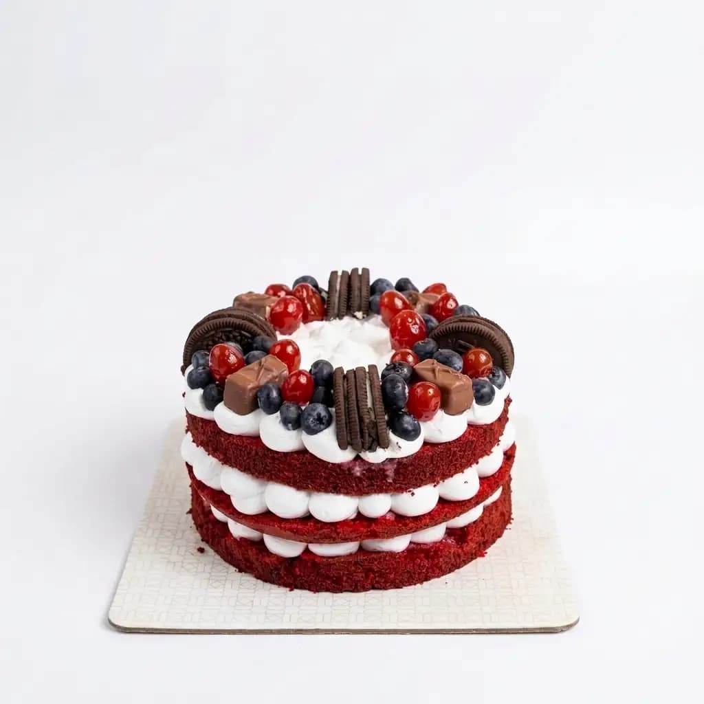 Red Velvet Oreo Cake with Berries