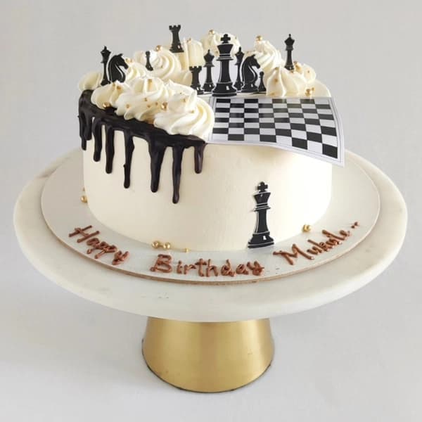 Classic Black And White Chess Cake