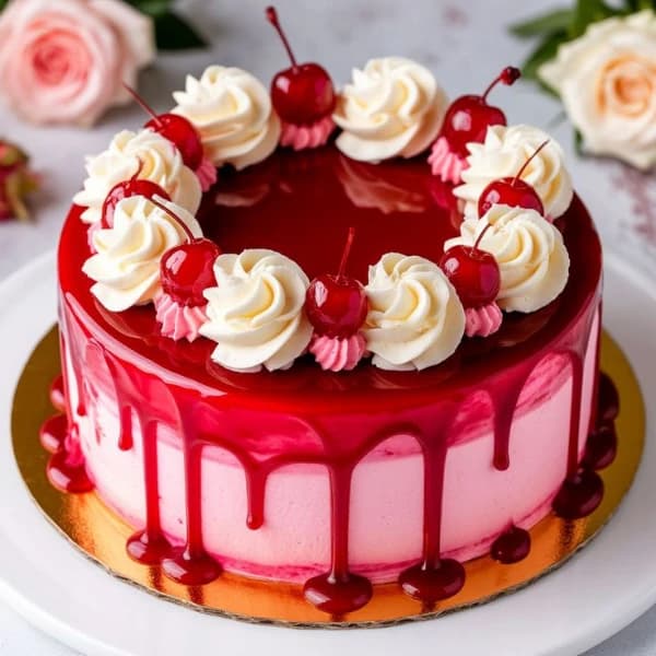 Cherry Bliss Aesthetic Birthday Cake