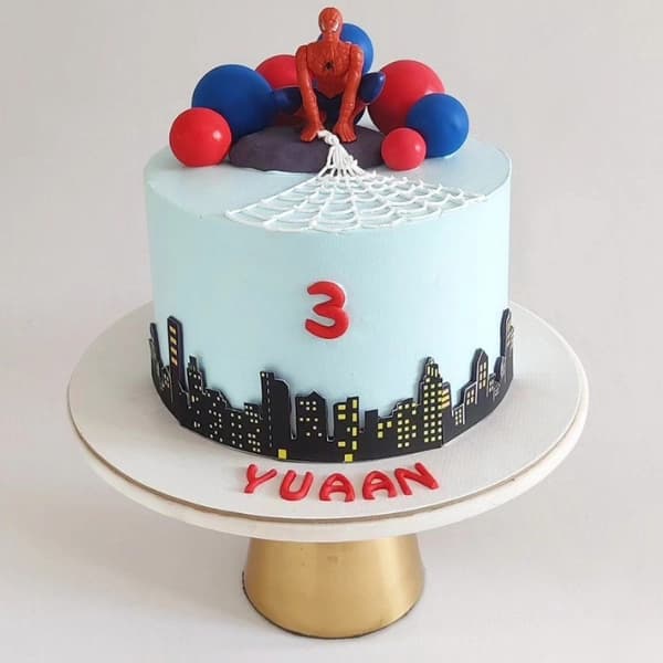 Spiderman Action Theme Cake with Web Design