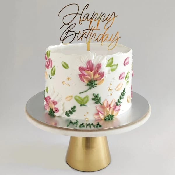 Elegant Floral Birthday Cake
