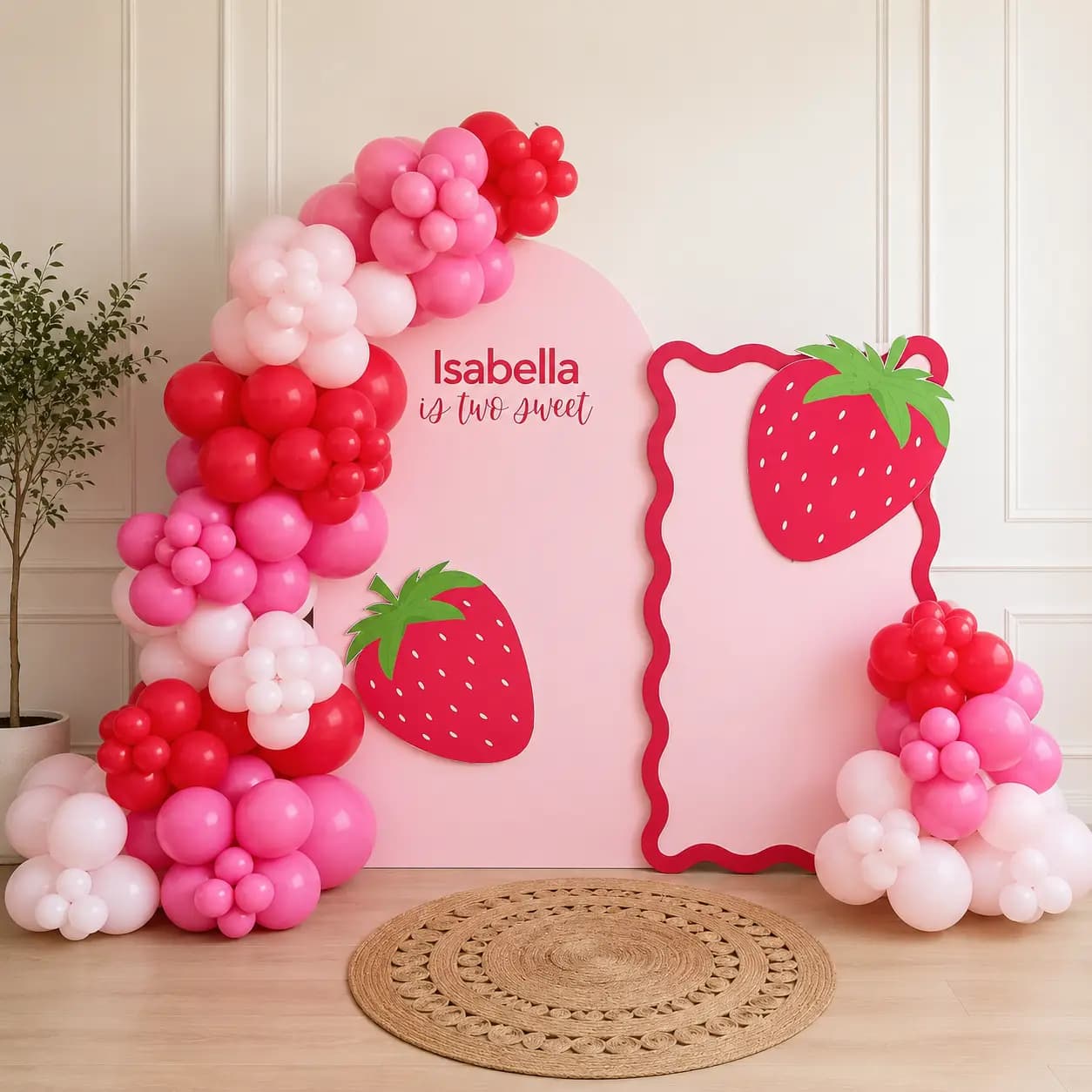 Sweet Strawberry Theme Balloon Decoration