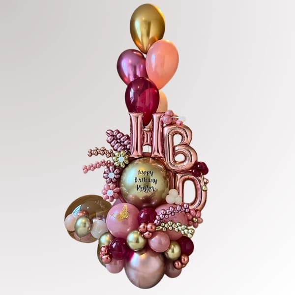 Luxury Personalized Rose Gold Birthday Balloon Bouquet
