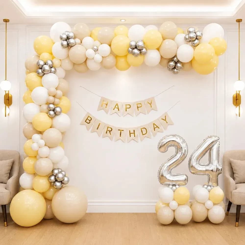 Simple Balloon Birthday Decoration on Wall