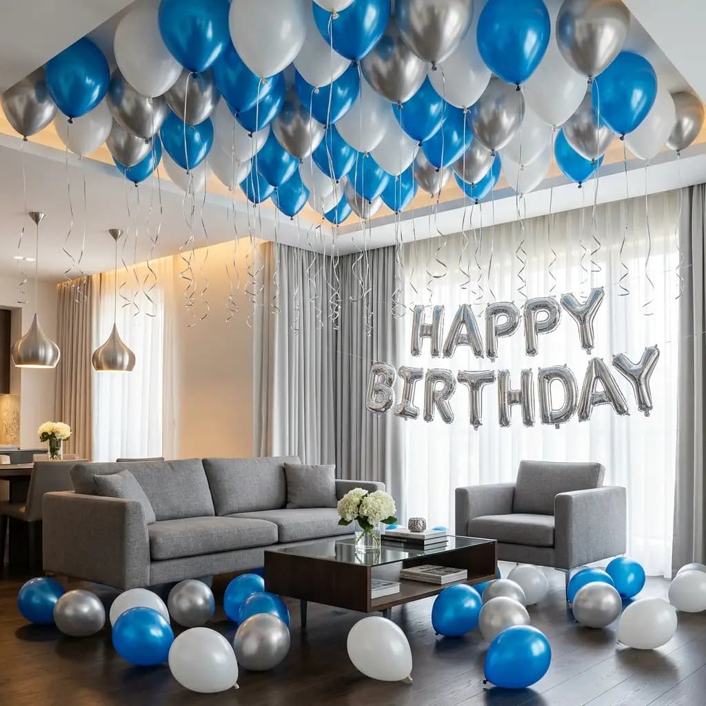 Blue Silver Balloon Decoration