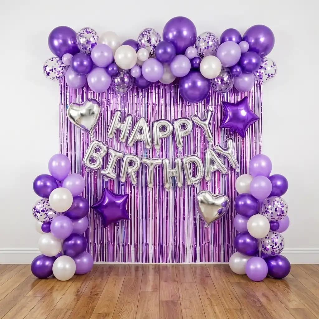 Purple Birthday Room Decoration
