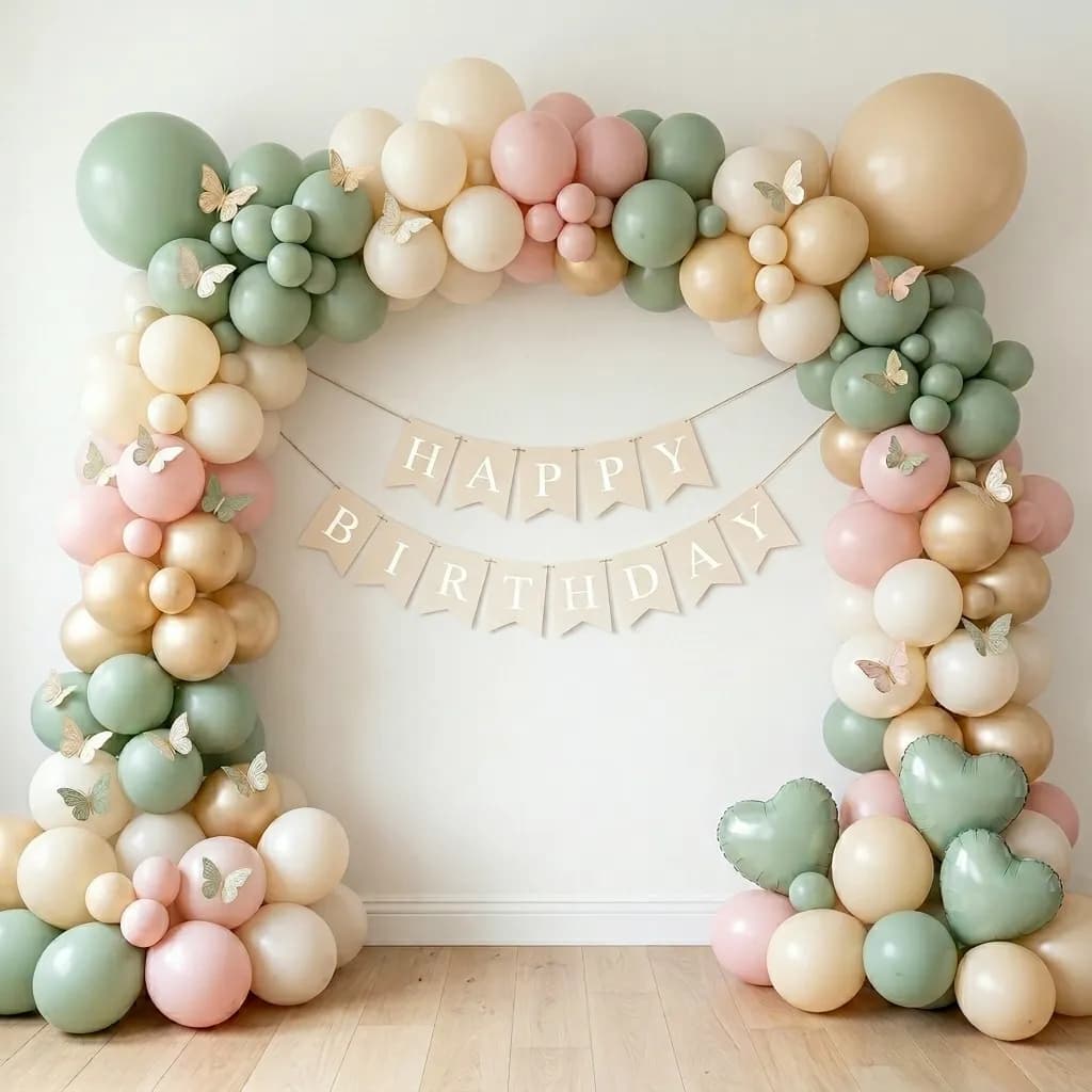 Pastel Balloon Arch Birthday Decoration