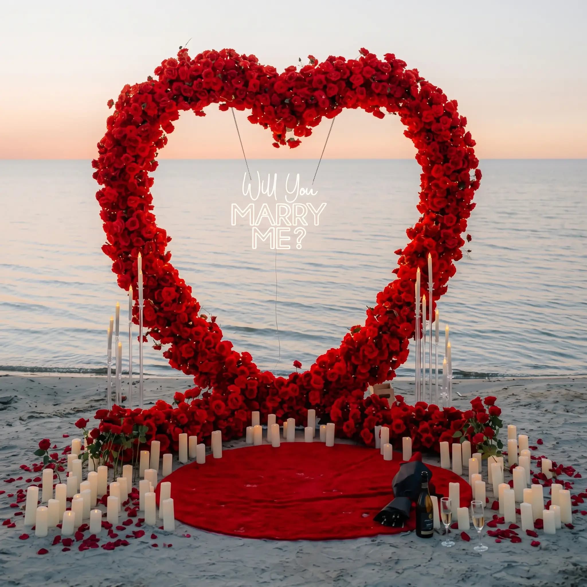Beach Proposal Decoration with Flowers