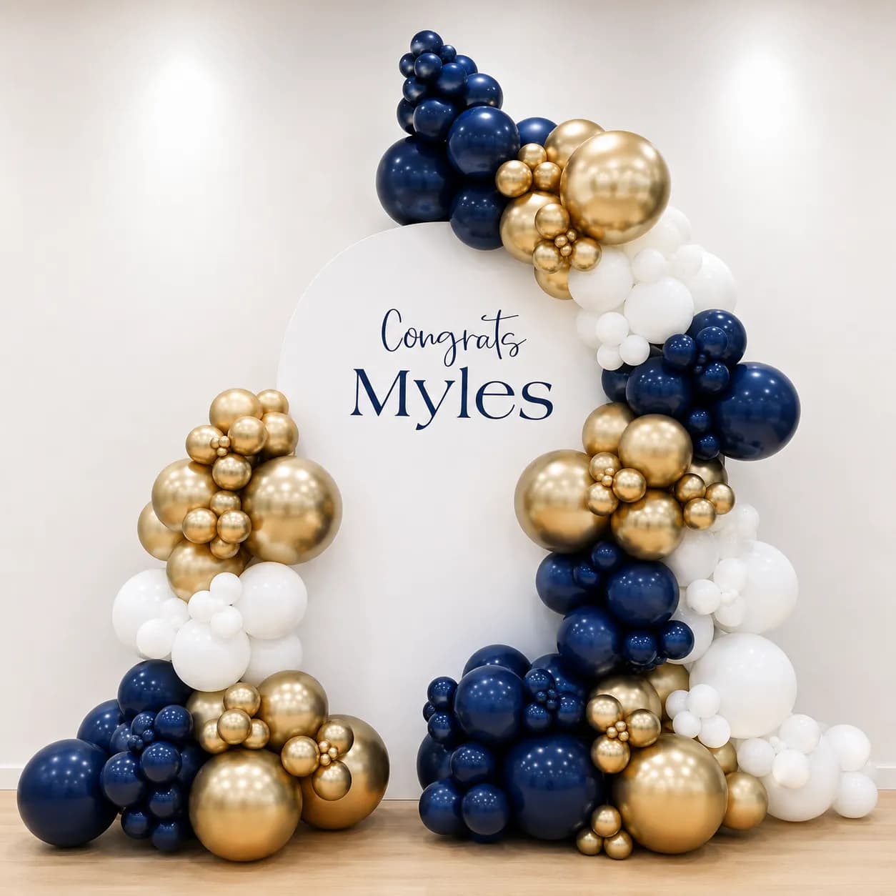 Blue & Gold Graduation Balloon Decoration