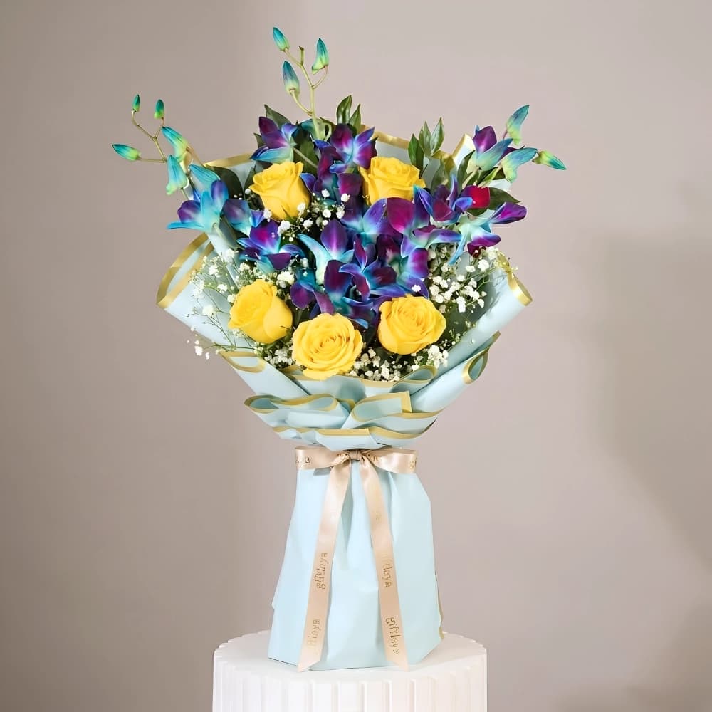 Romantic Rose And Orchid Bouquet