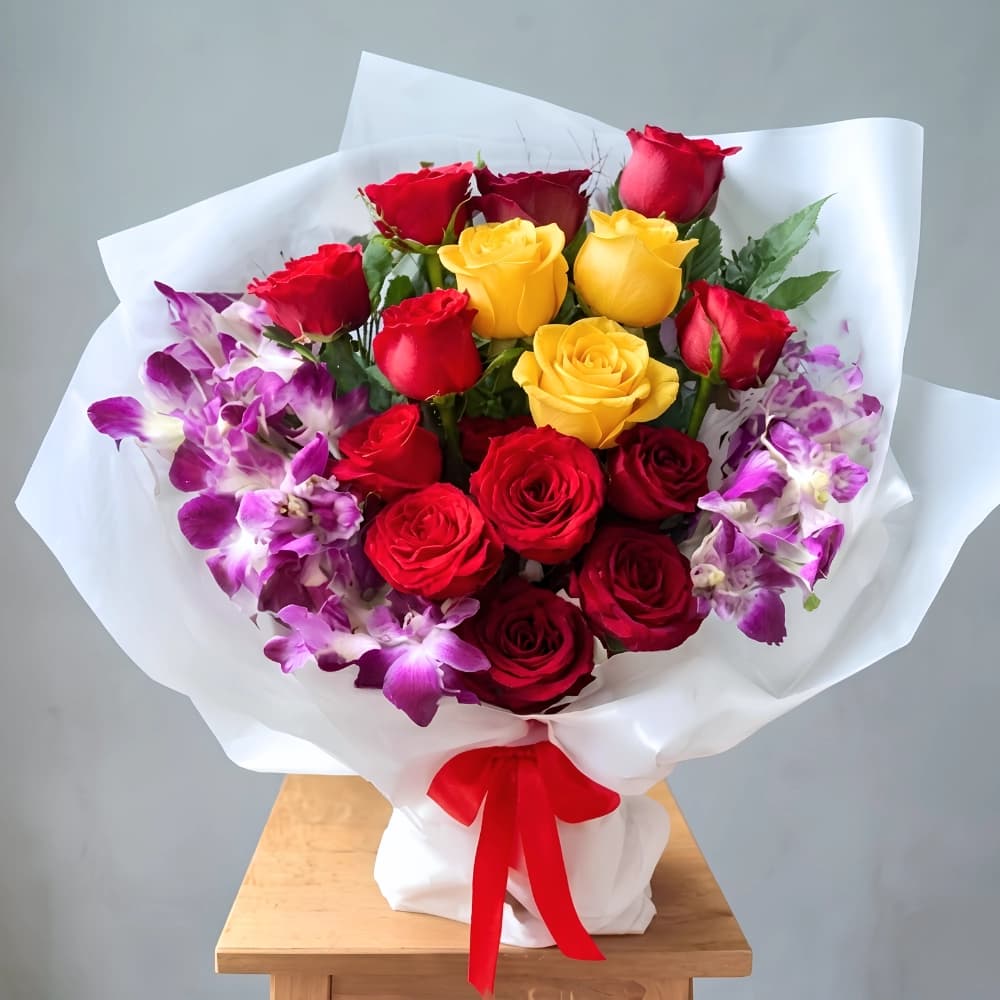 Premium Mixed Rose And Orchid Bouquet