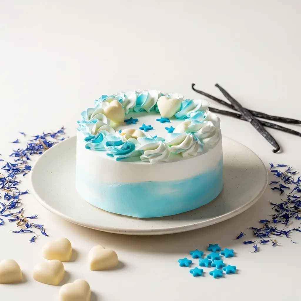 Blue & White Vanilla Cake