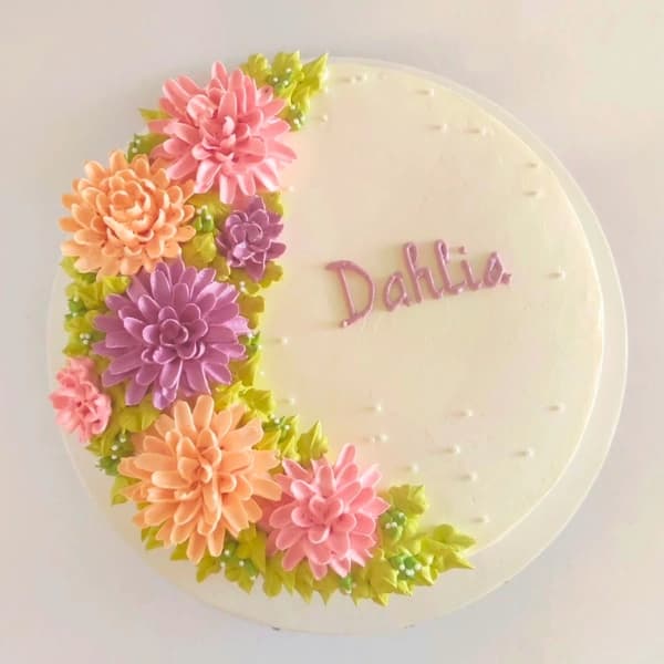 Pastel Dahlia Bloom Celebration Cake