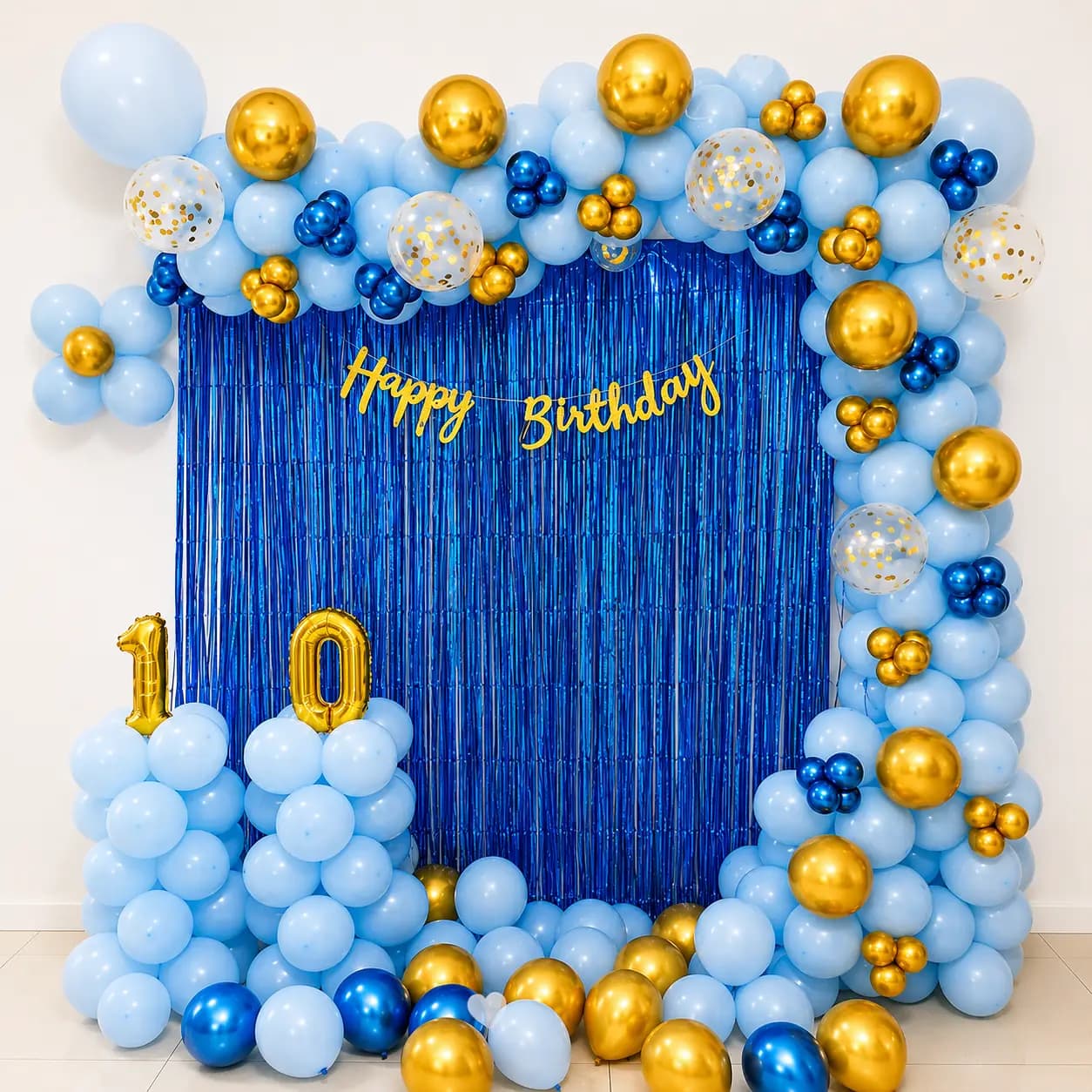 Blue and Gold Balloon Arch