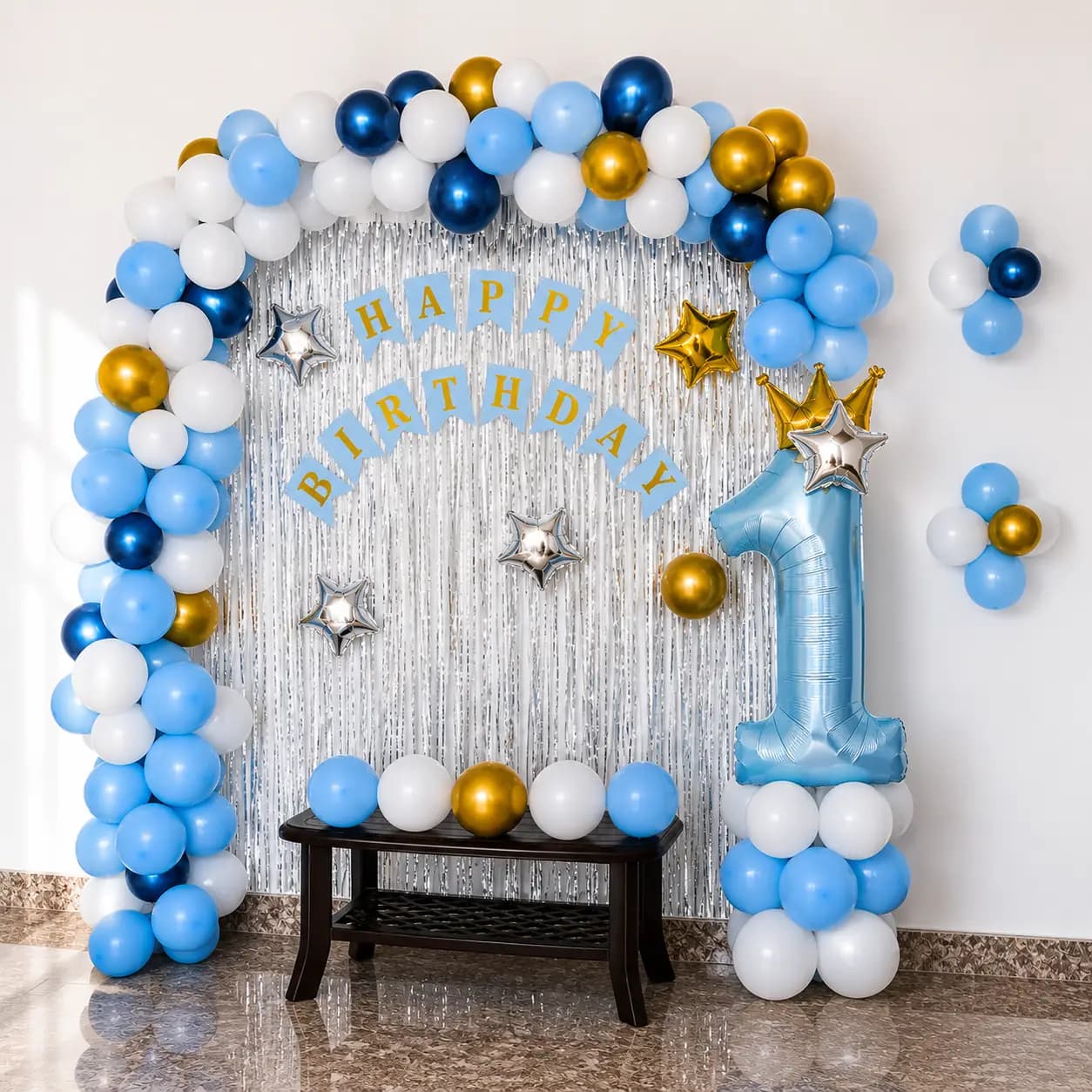 Blue White Balloon Garland