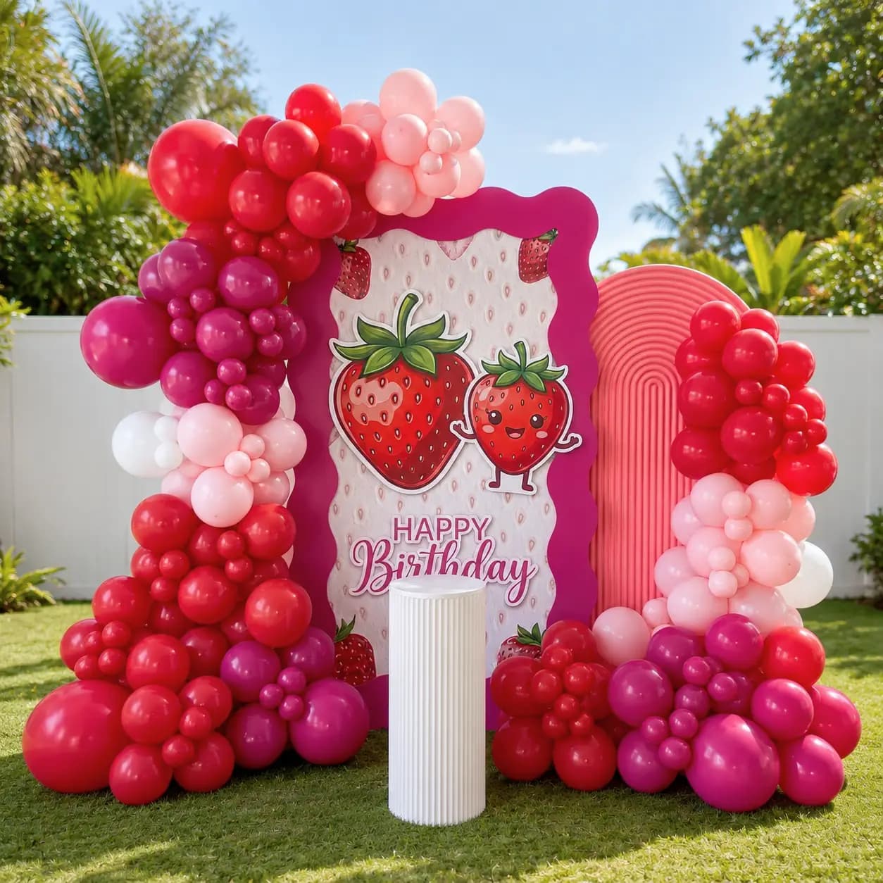 Cute Strawberry Theme Balloon Decor for Girls