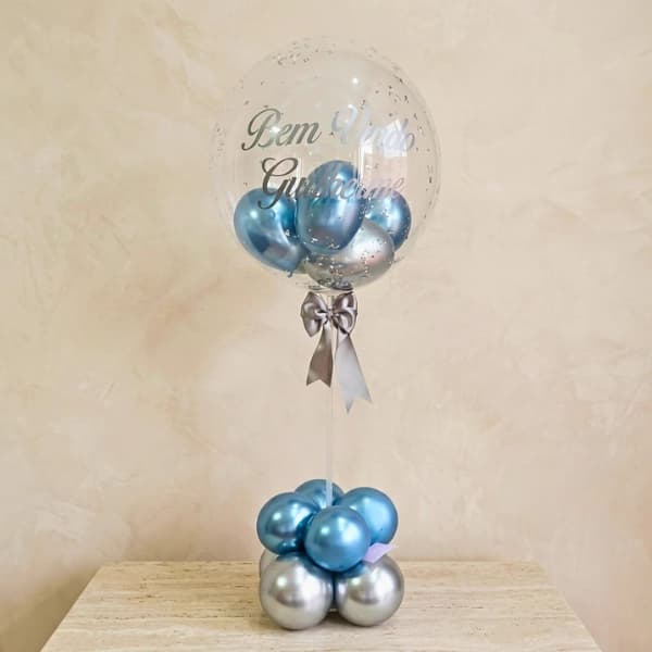 Personalized Bubble Balloon with a Blue & Silver Colour