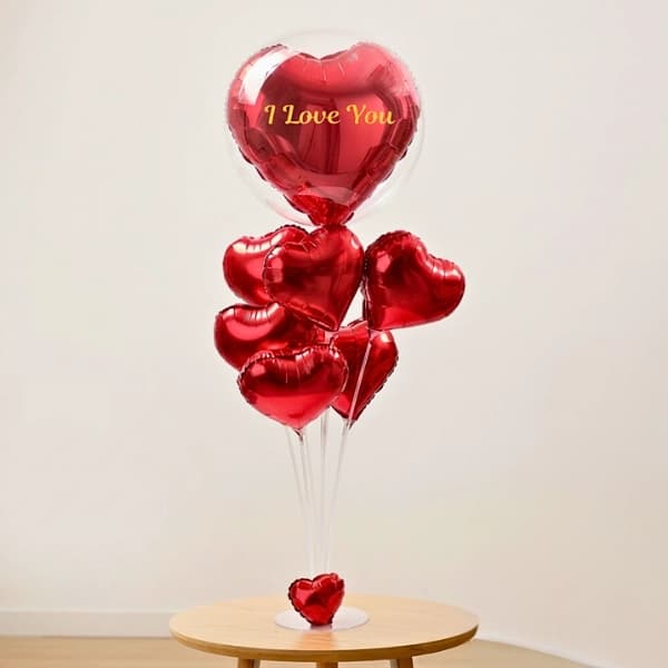 Romantic Red Heart Balloon Bouquet