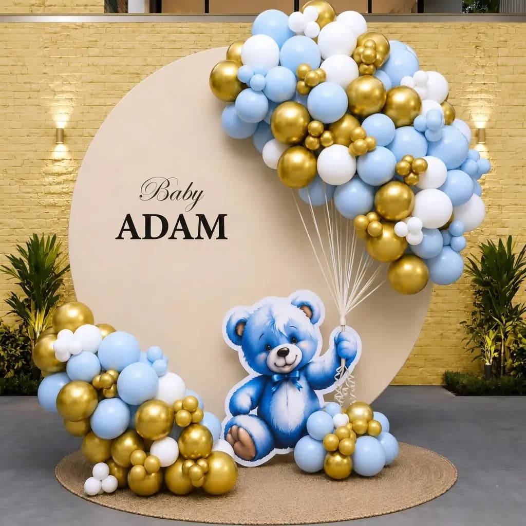 Blue and Gold Balloon Garland