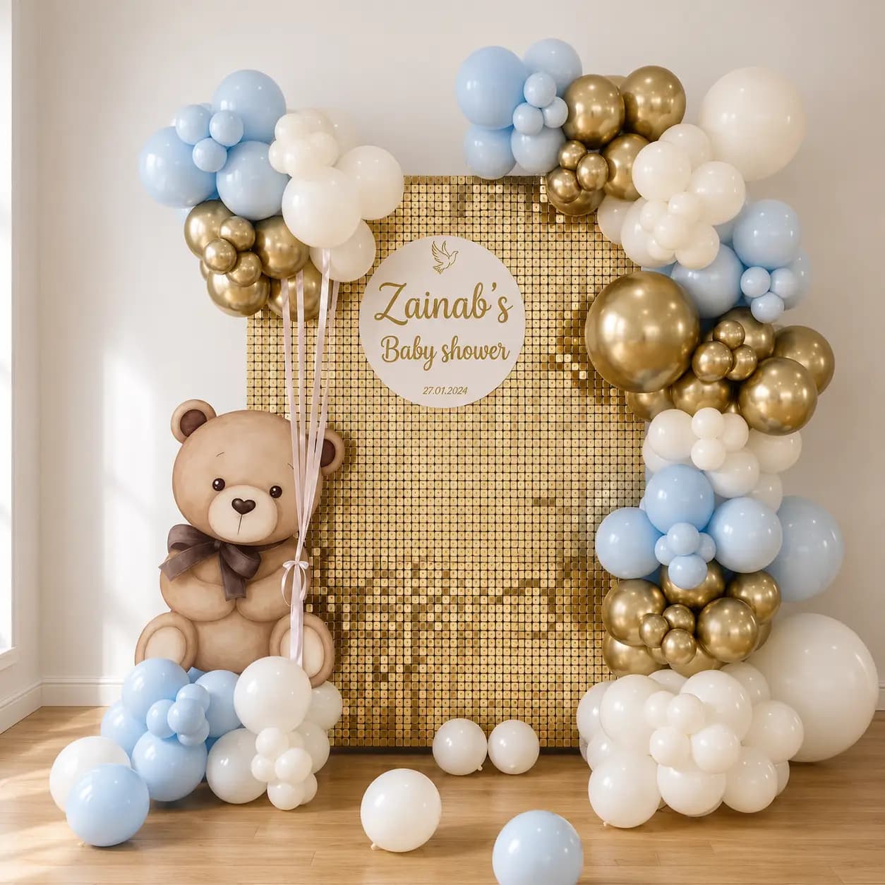 Baby Shower Sequence Backdrop Decoration